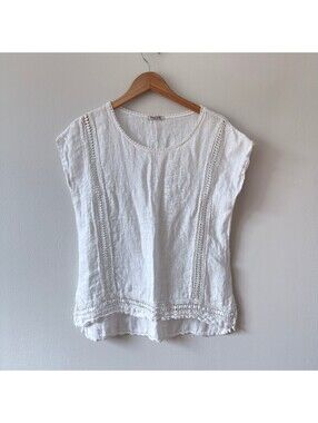Alessia Pacini linen blouse with crochet lace detail - Size L
